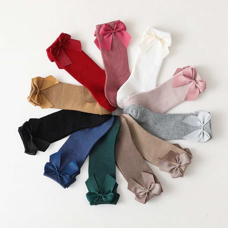 Chaussettes mi longues avec nœud pour fille