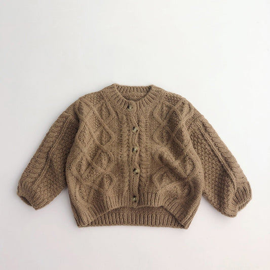 Cardigan camel en tricot enfant garçon