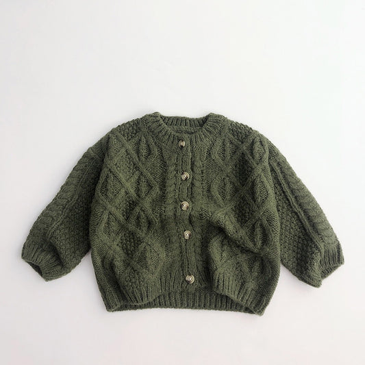 Cardigan vert en tricot enfant garçon